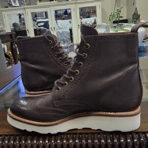 Vibram Dark Brown Leather Boots with White Soles